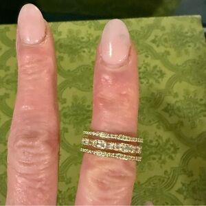 Sterling silver Gold Overlay/CZ three band ring